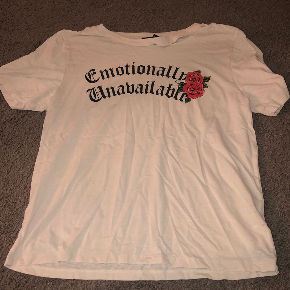 Emotionally unavailable ripped T-shirt